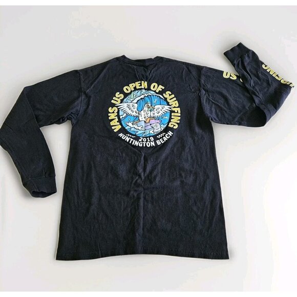 Vans T Shirt Mens M Black Graphic Print LS Cotton US Open Of Surfing Streetwear - Picture 14 of 14